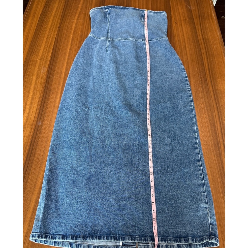 Abercrombie & Fitch Strapless Denim Midi Dress Large Stretch Bodycon Corset NWT - Picture 11 of 13